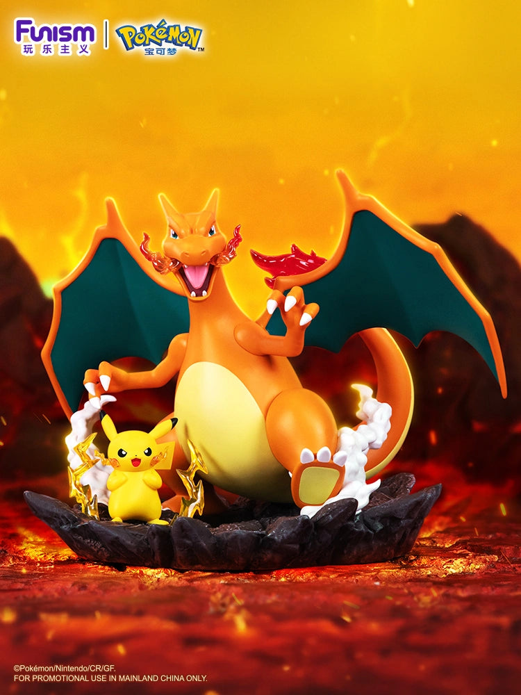 FUNISM Medium-Sized Partner Series Figurine - Pikachu & Charizard Diorama Figure - OtakuPop