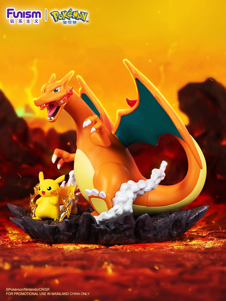 FUNISM Medium-Sized Partner Series Figurine - Pikachu & Charizard Diorama Figure - OtakuPop