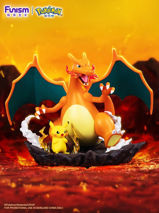 FUNISM Medium-Sized Partner Series Figurine - Pikachu & Charizard Diorama Figure - OtakuPop