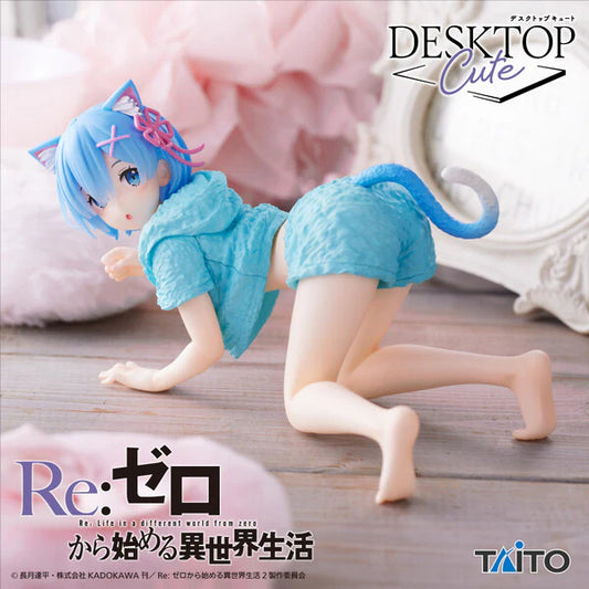 Taito Re:ZERO -Starting Life in Another World Desktop Cute figure Rem -Cat room wear ver.- (standard version) - OtakuPop